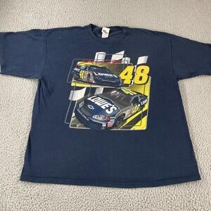 Jimmie Johnson #48 Men's Winner's Circle T Shirt Navy Blue Size 2XL Short Sleeve